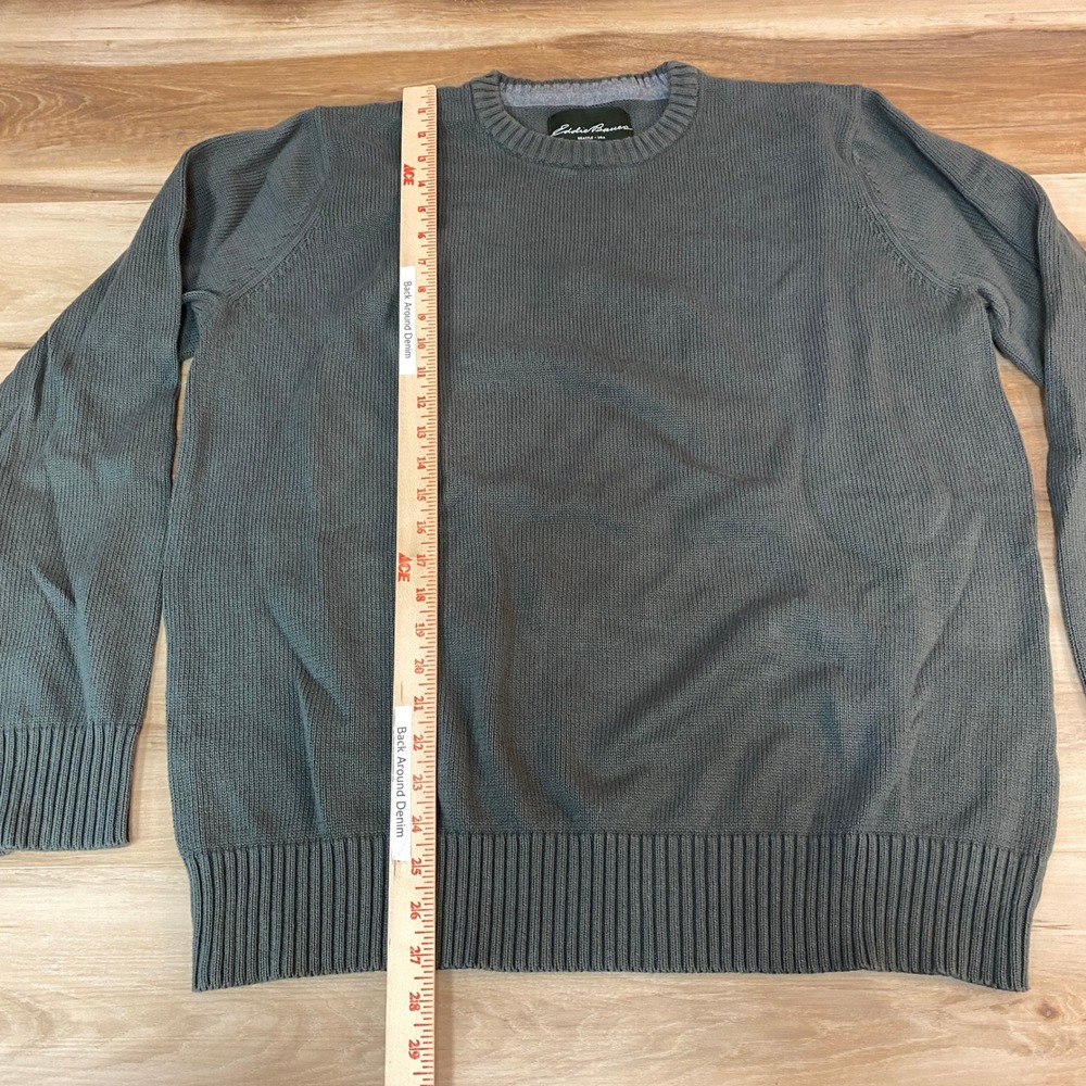 Eddie Bauer Mens Crew Neck Sweater‎ Olive Green Knit Cotton Size XL - Picture 5 of 9